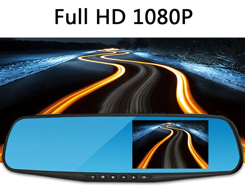 4,3 дюймов Автомобильный видеорегистратор Full HD 1080P видеорегистратор авто зеркало заднего вида цифровой видеорегистратор двойной объектив регистрационная видеокамера видеорегистратор