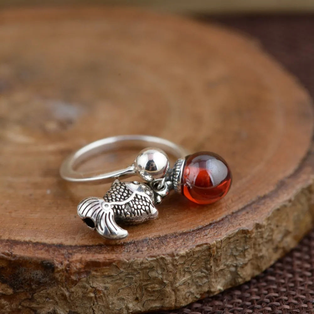 

S925 sterling silver inlaid zircon ring antique style female models