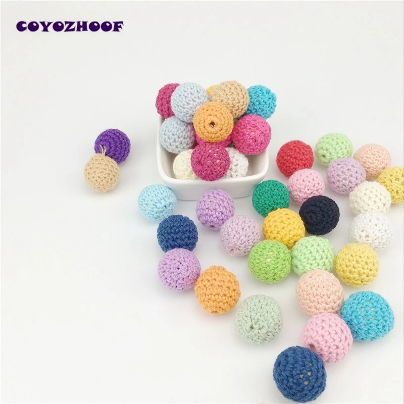 16 мм цветные деревянные шарики для вязания крючком прорезыватель ручной работы 30