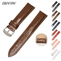 beafiry 14mm 16mm 18mm 20mm 22mm 24mm watch band lizard pattern calfskin genuine leather watchbands bracelet thin watch strap