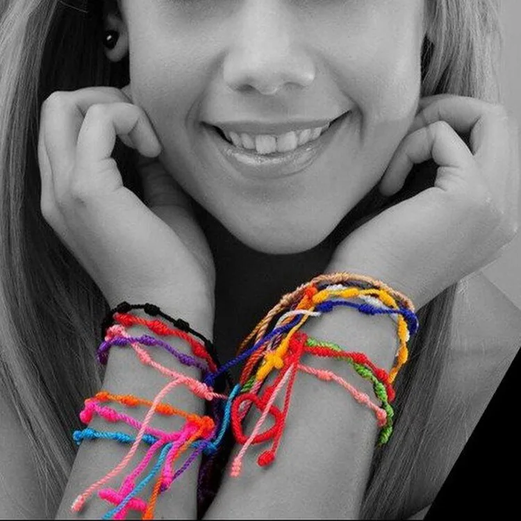 Плетеный браслет Lucky Cord плетеный нейлоновый с завязками YB04