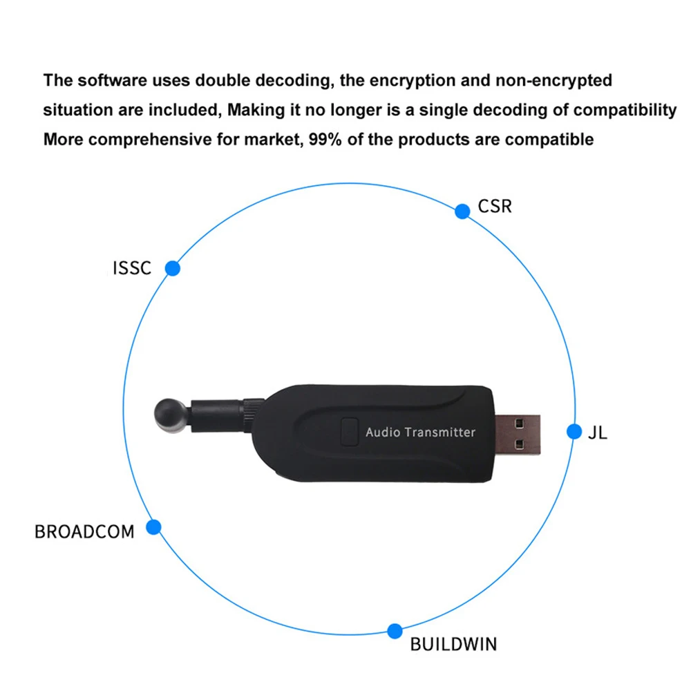 VAORLO Bluetooth аудио передатчик 3 5 мм A2DP стерео музыка беспроводной адаптер для ТВ