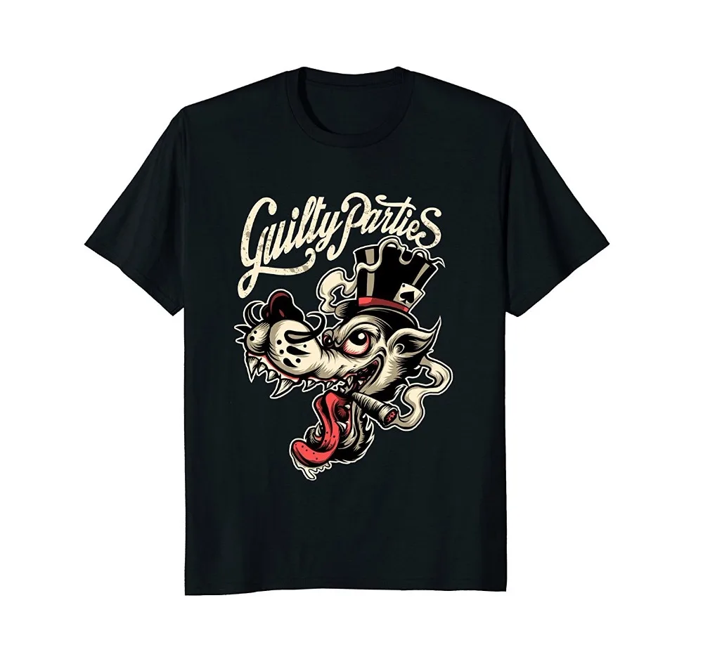 Новинка 2019 Мужская забавная футболка Rockabilly Greaser с волком|Мужские футболки| |