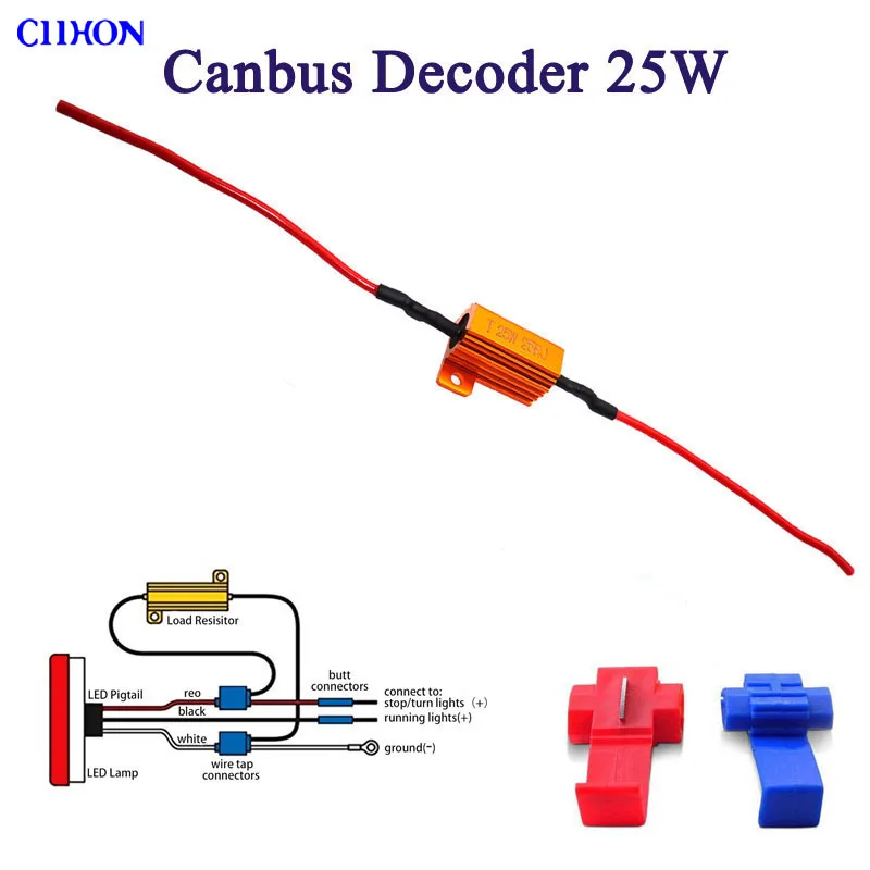 25W-Decoder 2 шт. 12 В T10 светодиодный Предупреждение ющий декодер компенсатора 501 192 168 без Canbus OCB резистор погрешности нагрузки+ W5W номерной знак светодиодный лампы Ciihon - Цвет: 25W-Decoder