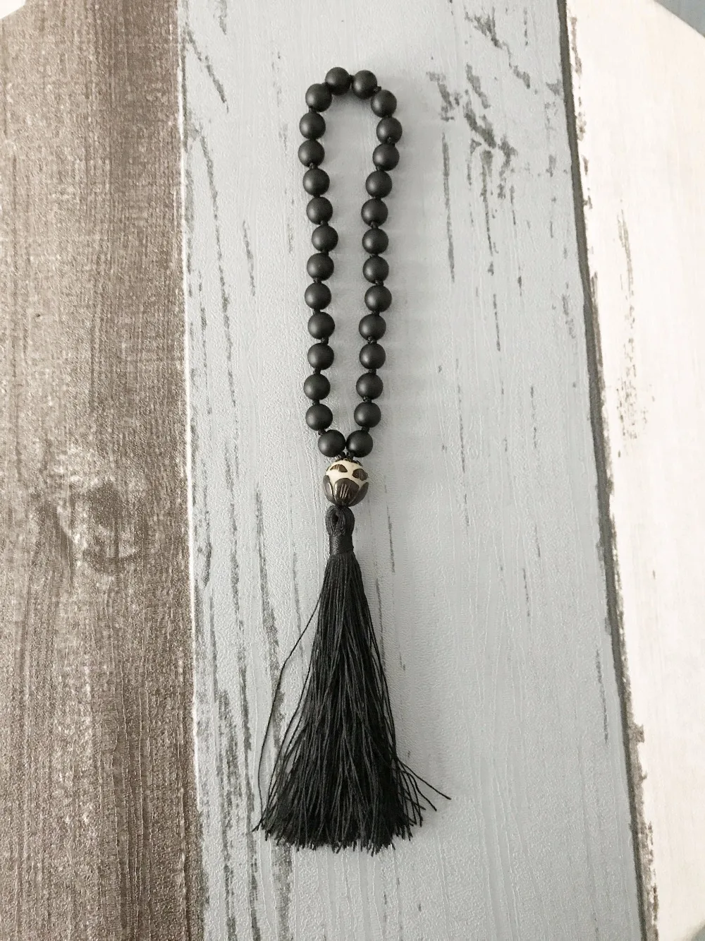 Матовый черный ониксовый браслет 8 мм ручной вязки маленькие четки браслеты