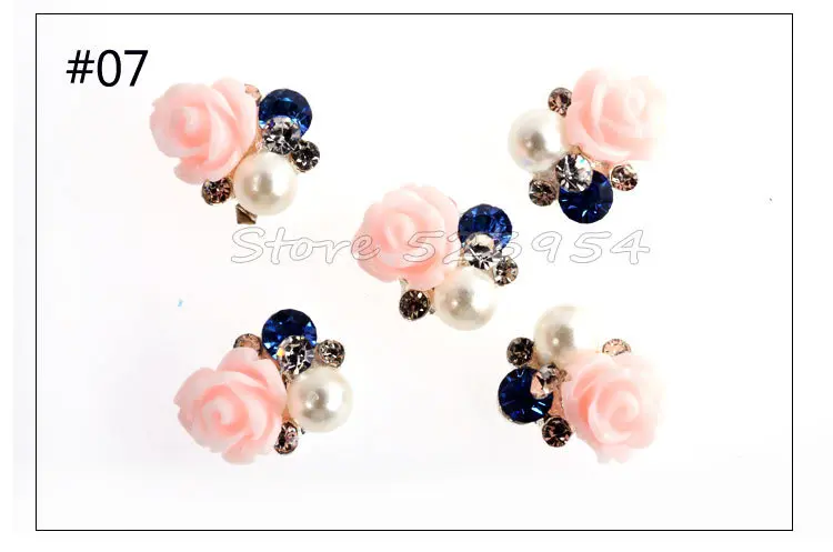 Rhinestone Alloy Flowers 3d Nail Art Decorations 7Designs(10pcs/lot) Metal Glitter DIY Beauty Supplies Accessories Jewelry | Красота и