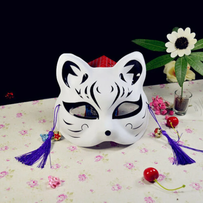 Женская Аниме полулицевая маска лисы японское аниме ручная роспись Kitsune Хэллоуин