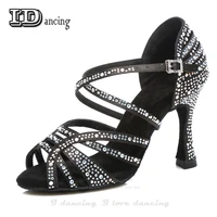 jazz shoes dance latin dancing rhinestone salsa latin shoes sneakers dance shoes black full diamond dance shoes jusedanc