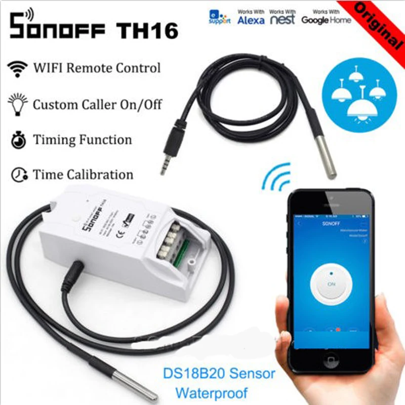 Умный Wi Fi переключатель Sonoff TH16 с мониторингом температуры и влажности