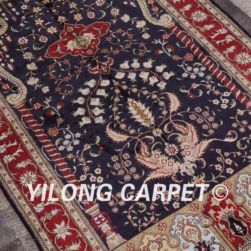 YILONG 3 'x 5' Восточный домашний ковер ручной работы Шелковый Синий персидский