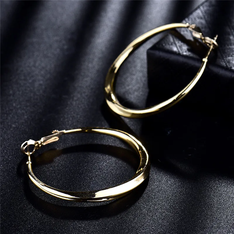 BUDONG 2017 роскошные большие круглые серьги для женщин серебряные/золотистые петли