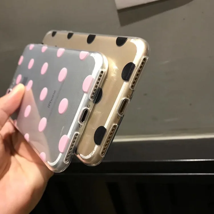 Милые прозрачные чехлы из ТПУ в горошек для телефонов iphone XS Max X XR мягкий чехол 6 6s 7