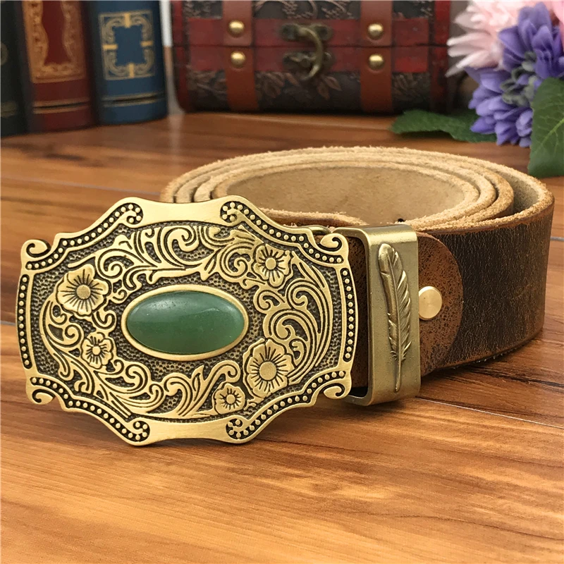 Роскошный винтажный латунный ремень с пряжкой мужской Ceinture Homme желтый кожаный