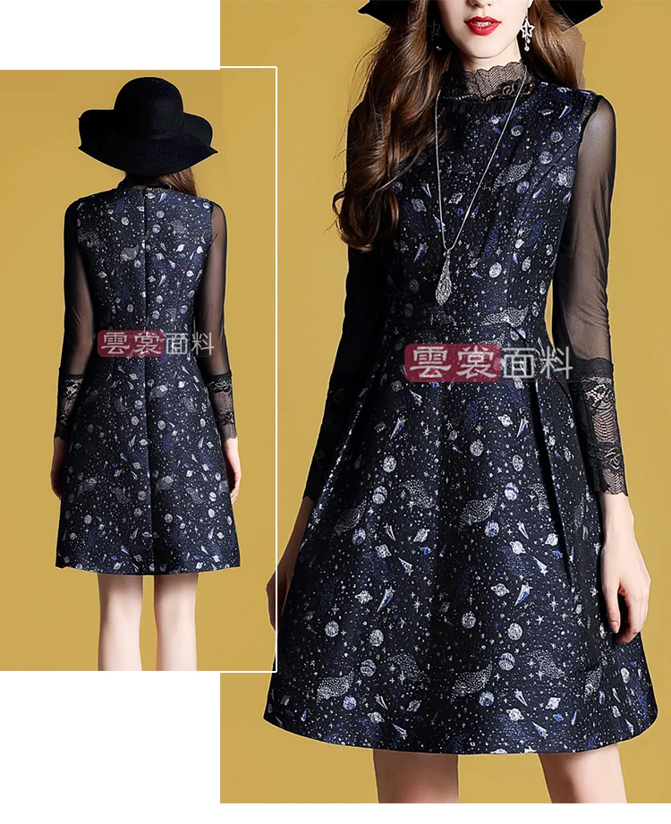 

136cm starry jacquard fabric fashion dress windbreaker fabric dress jacquard fabric wholesale cloth