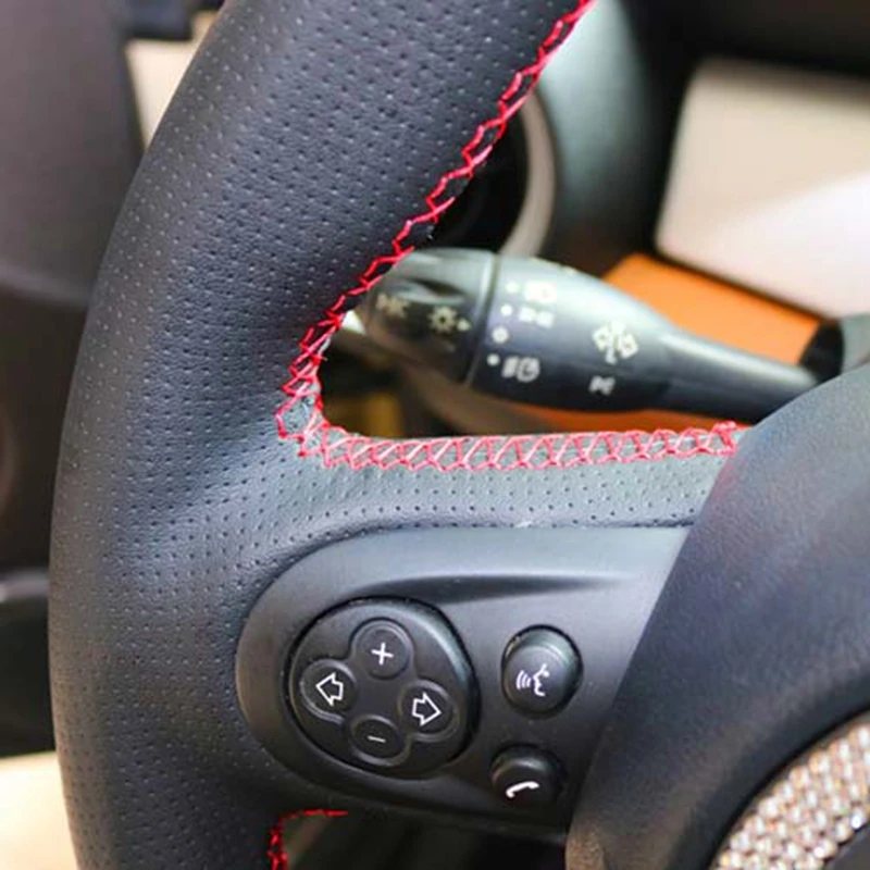 GNUPME DIY натуральная кожа рука сшитый черный рулевого колеса автомобиля крышки для