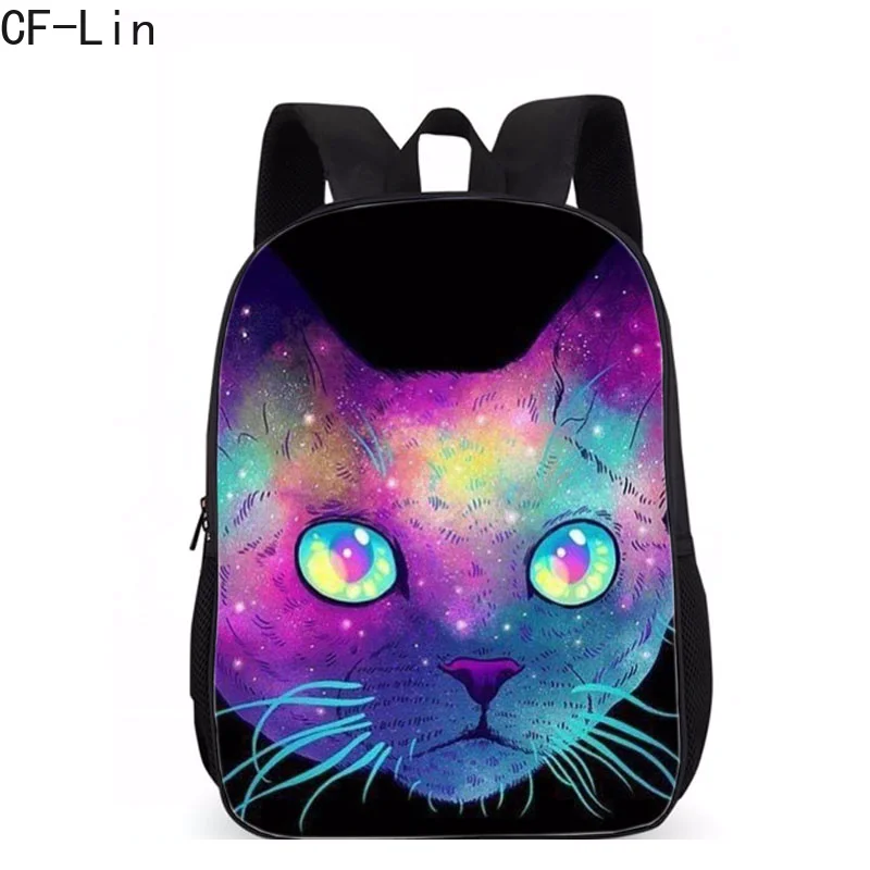 

2019 New Galaxy Cheshire Cat School Backpack 3D Animal Kitten Backpack Book Bag Teen Backpack School Bags for Teenagers Girls