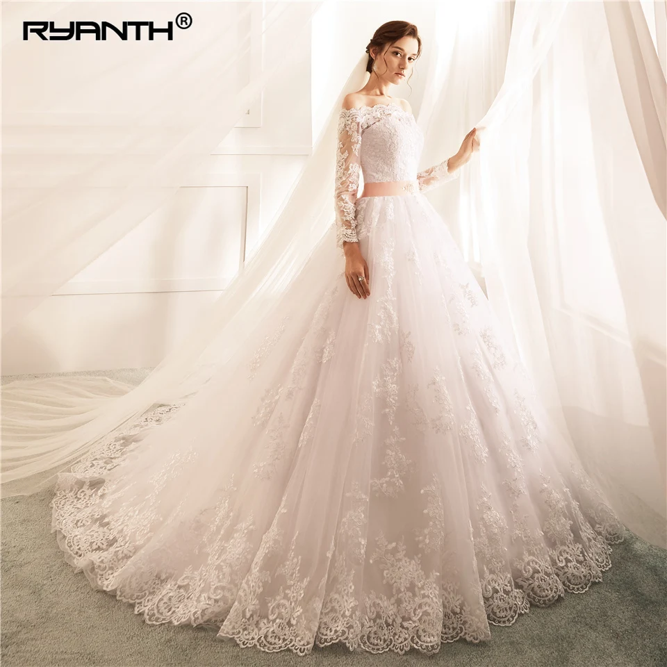 Женское бальное платье с открытыми плечами Ryanth Vestido De Noiva свадебное со съемным