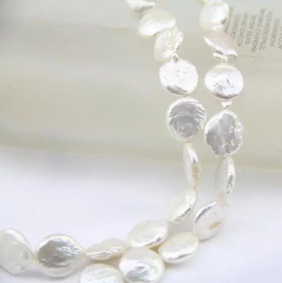 Очаровательные жемчужины в форме монеты ювелирные изделия белый цвет AA 12-13 мм