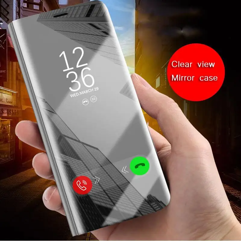 Горячая Распродажа Clear View умный зеркальный Чехол С Откидывающейся Крышкой для Note