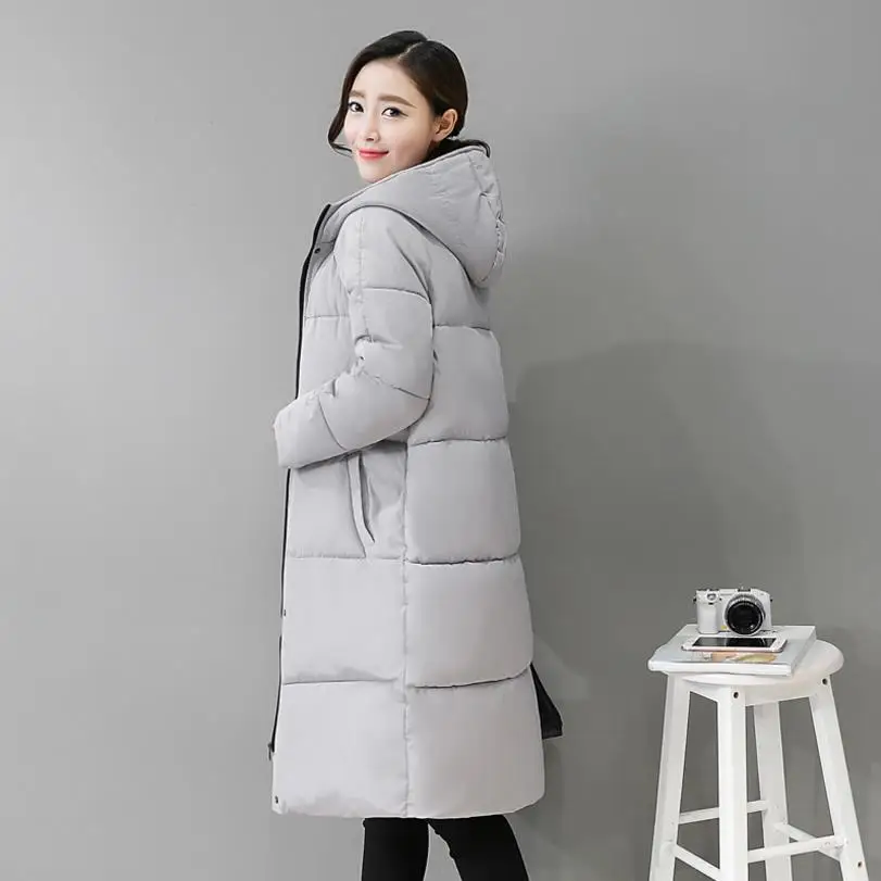 

New Female With Pockets Autumn Coat Warm Winter Thick Hooded Parka Women Jackets Lady Overcoat High Quality Fashion Black Whit