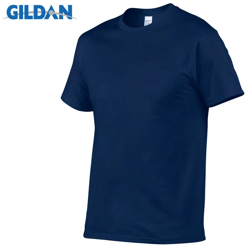 Gildan Brand Hot Sale Men's Summer 100% Cotton T-Shirt Men Casual Short Sleeve O-Neck T Shirt Comfortable Solid Color Tops Tees