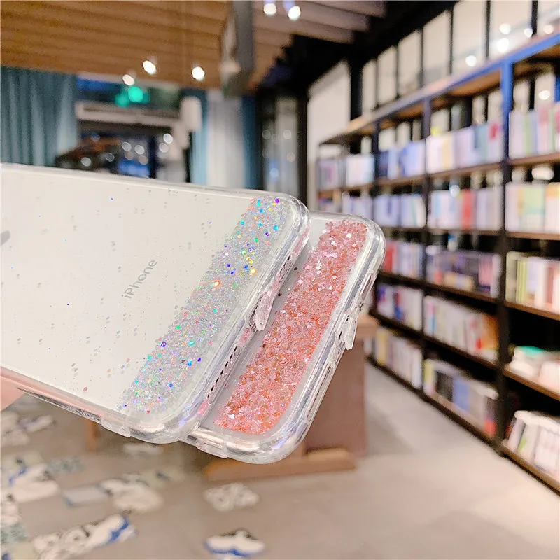 COOLY Прозрачный блестящий чехол для iphone X 8 7 6 6S Plus XR XS MAX Блестящий Мягкий