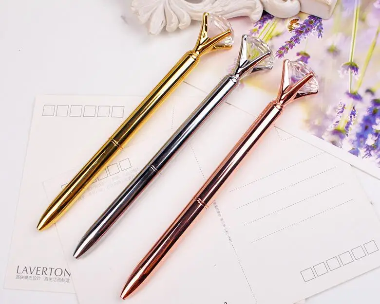 Большой кристалл ручка с бриллиантами из металла шариковая офисная техника