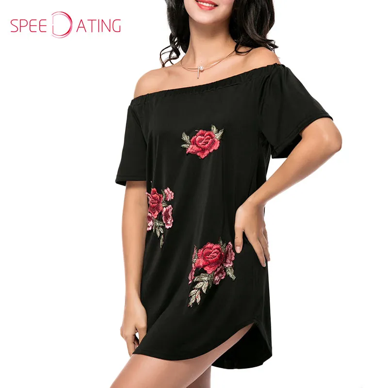 Красивые с открытыми плечами изогнутые подол цветочный патч Цельнокройное