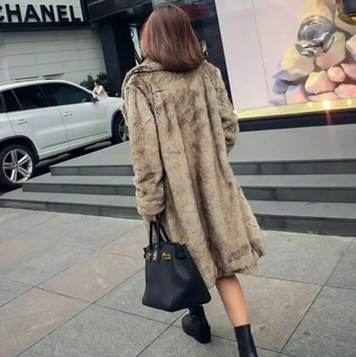Autumn faux mink leather jacket womens long trench coats winter thicken warm fur leather coat women slim jackets fashion 6XL