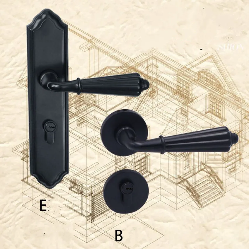 Современный простой черный дверной замок для комнаты бесшумный Внутренний