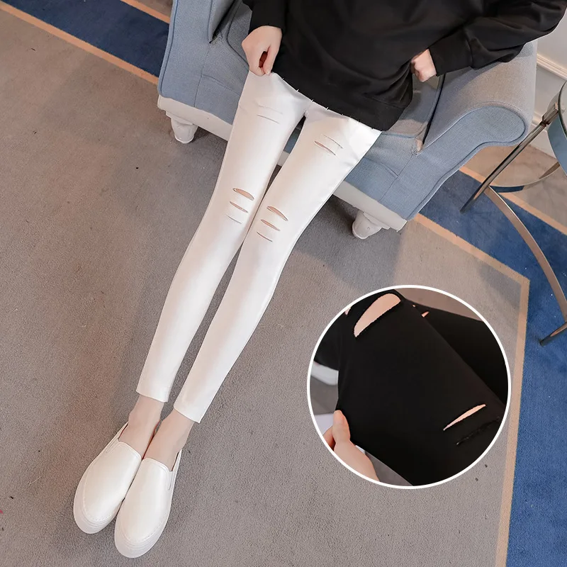 Maternity Leggings for Pregnant Women High Waist Skinny Pants Slim Pencil Clothes Ripped Pregnancy |