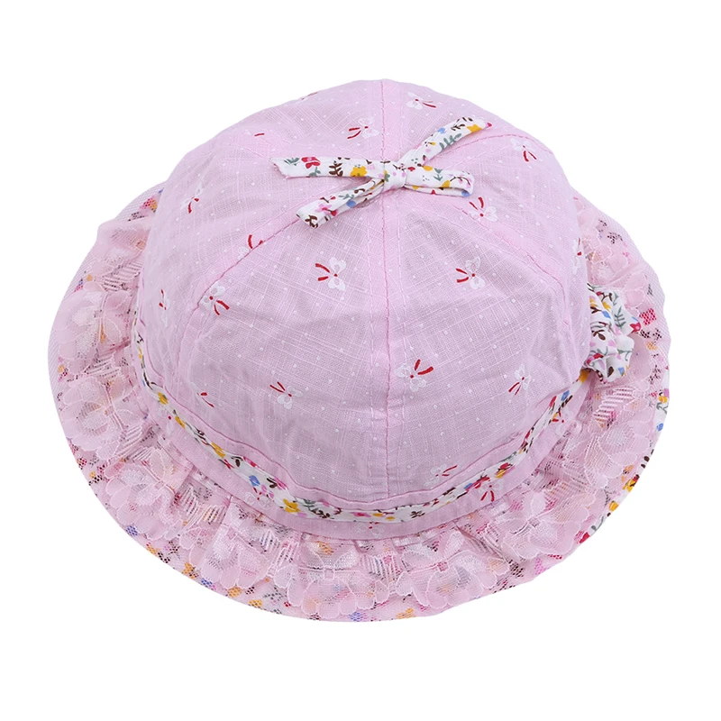 Хлопковая шляпа от солнца с кружевным цветком для маленьких девочек сезон весна
