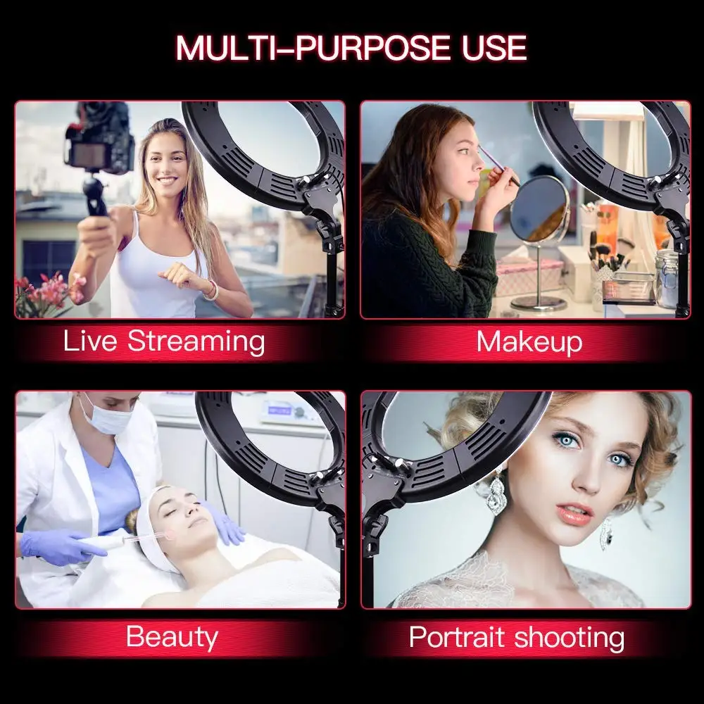Capsaver 1" 18" кольцевой светильник для макияжа двухцветная лампа 3200 K-5500 K CRI90 кольцевой светильник кольцевая лампа для видеосъемки YouTube фото