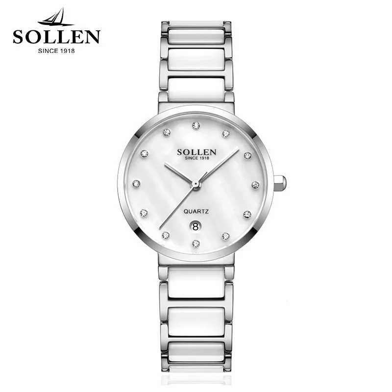 reloj mujer SOLLEN Fanshion Quality Crystal Diamond Bracelet Quartz Watch Woman Watches Brand Luxury Ladies Wrist Women | Наручные часы