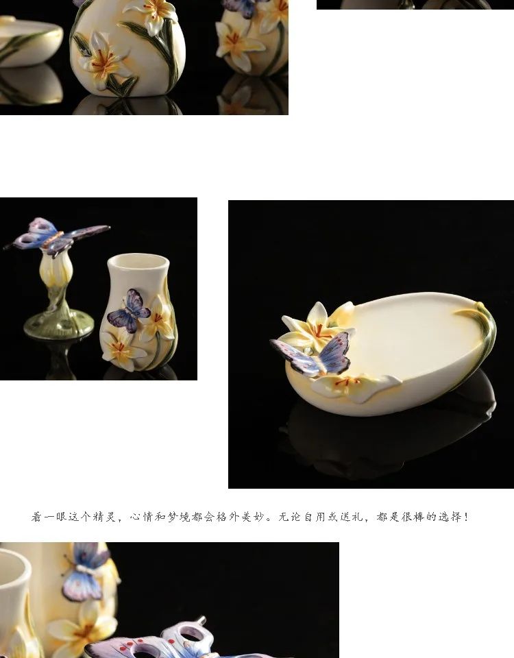 Bathroom Suite Ceramic Sanitary Ware Bathroom Five-piece Kit Washing Butterfly Dance Xinlan Washing Bathroom Amenities LO726330