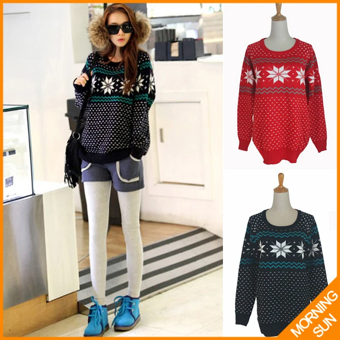 2014 casual new style O neck snowflakes embroidered winter autumn -summer female brand warm knitted Christmas sweaters #3000 | Женская