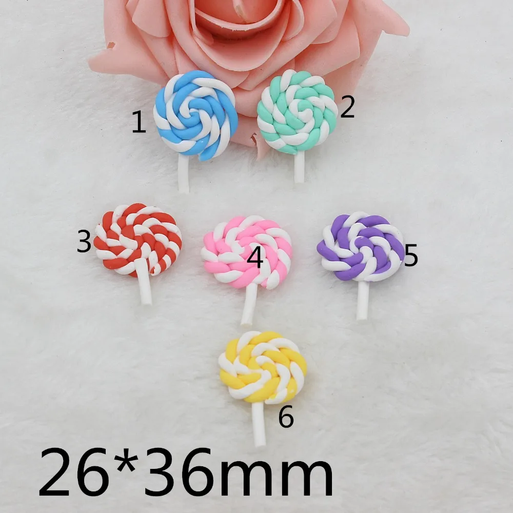 

10pcs/lot polymer clay lollipop mix colors DIY resin cabochons accessories