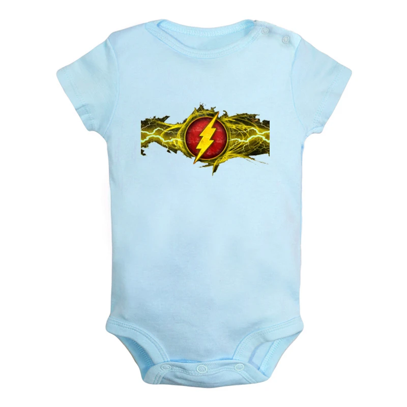 ieBodysuits2104BL Милый чудо-женщина флэш Барри Аллен Одежда для новорожденных девочек и мальчиков комбинезон с короткими рукавами, костюмы из хлопка - Цвет: ieBodysuits2104BL