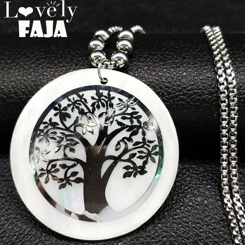 

Tree of Life Sell Stainless Steel Long Necklace for Women Silver Color Necklaces & Pendants Jewelry collares largos N18437