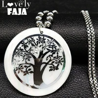 tree of life sell stainless steel long necklace for women silver color necklaces pendants jewelry collares largos n18437