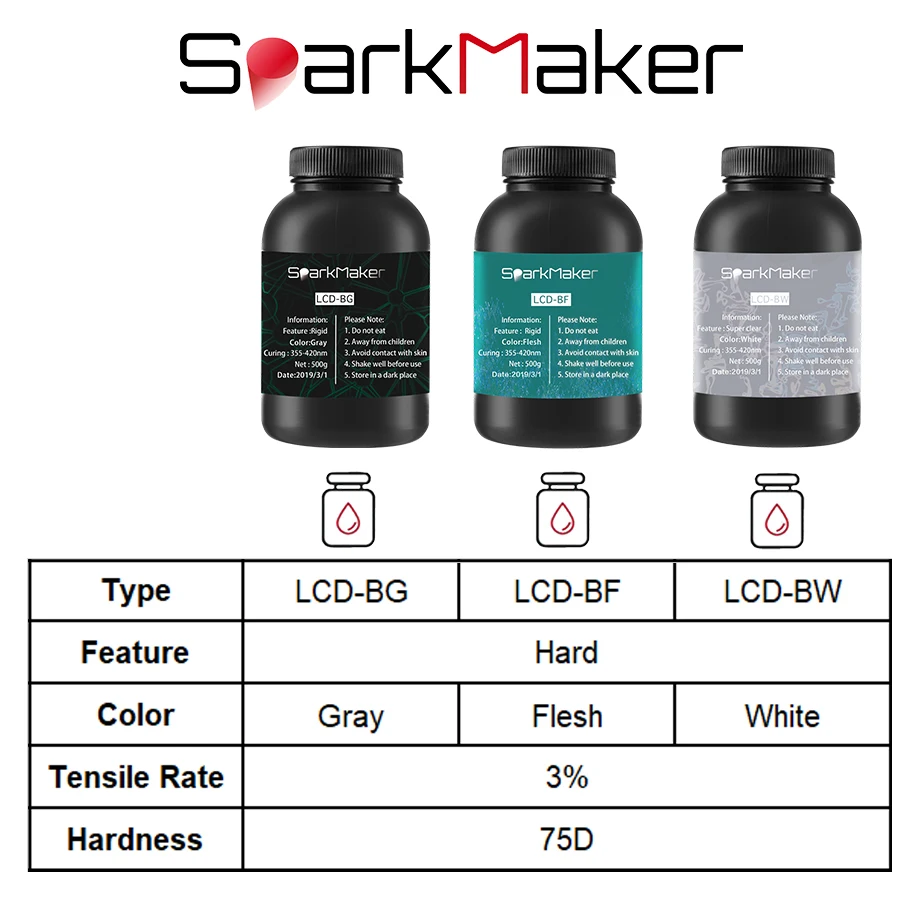 3d нить Sparkmaker ультрафиолетовая смола ЖК/SLA печатные материалы для принтера