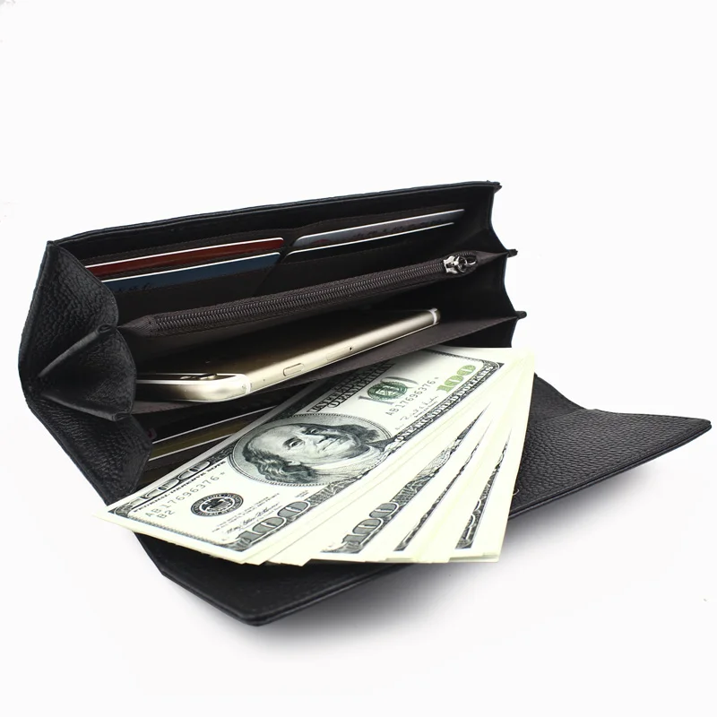 Женский Длинный кошелек из натуральной кожи Модный черный клатч 2020|Женские