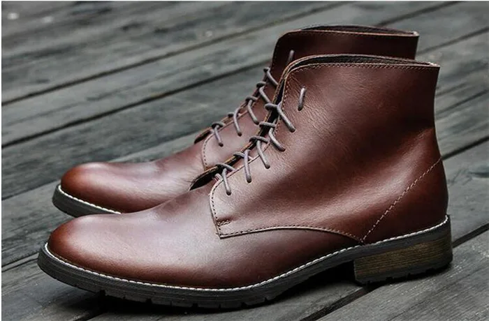 

Martin boots men's cow leather European and American fashion tooling boots leather British retro outdoor casual leather