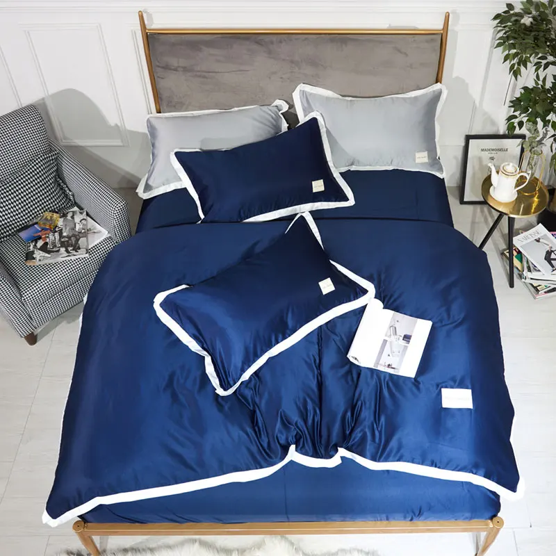 100% Washed Cotton Duvet Cover Set 4 Piece Soft Bedding with Buttons Closure. Solid Color Pattern Queen Size | Дом и сад