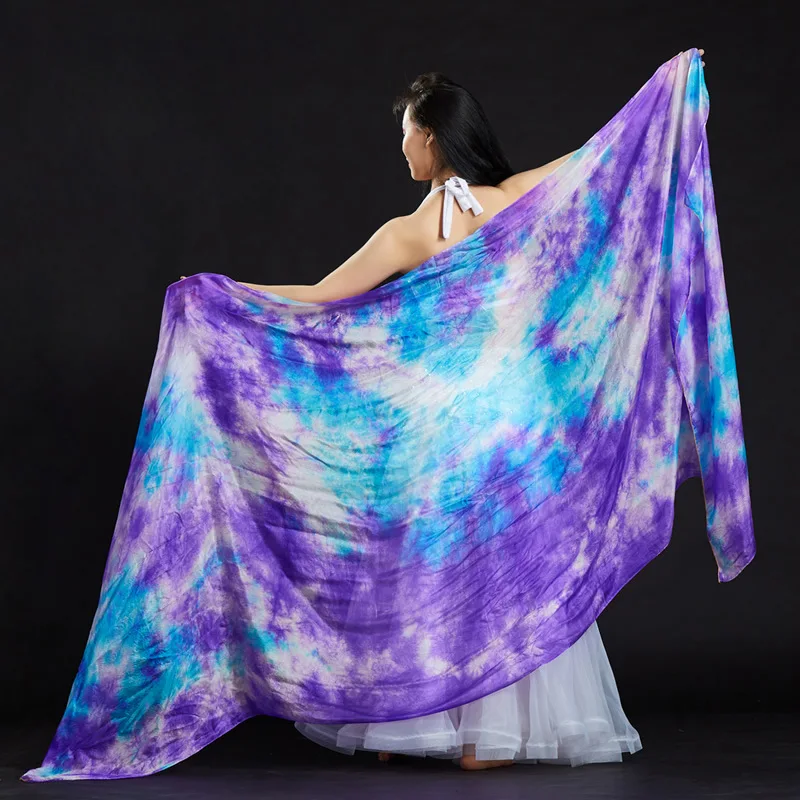 Belly Dance Silk Veils Stage Performance Dancewear Accessories Tie Dye Texture Veil Shawls Women Scarf Costumes 250*110cm