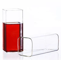 2pcslot high temperature heat resistant glass square fruit juice cup 350ml os 0080