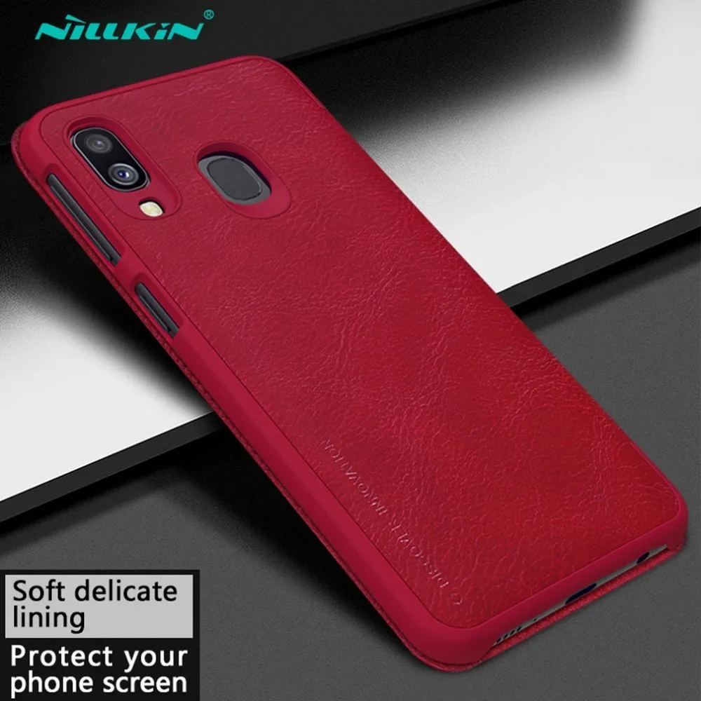Red Для samsung Galaxy A40/A50/A10/A30 чехол Nillkin Qin PU роскошный Флип кожаный чехол-кошелек Чехол - Цвет: Red