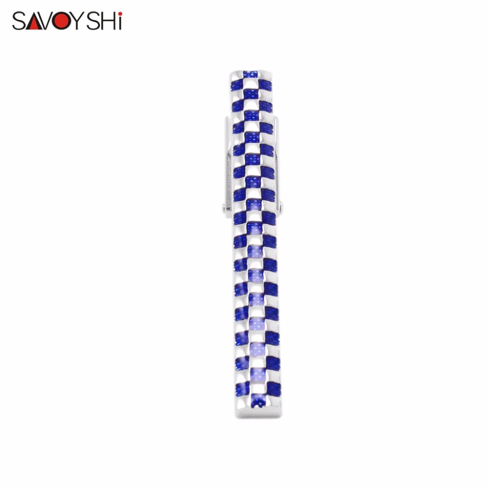 Мужские Зажимы для галстука SAVOYSHI классические с эмалью фиолетового и голубого
