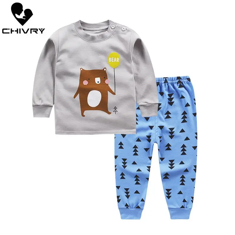 Chivry 100% из хлопка Детский набор пижам для мальчиков с длинными рукавами и