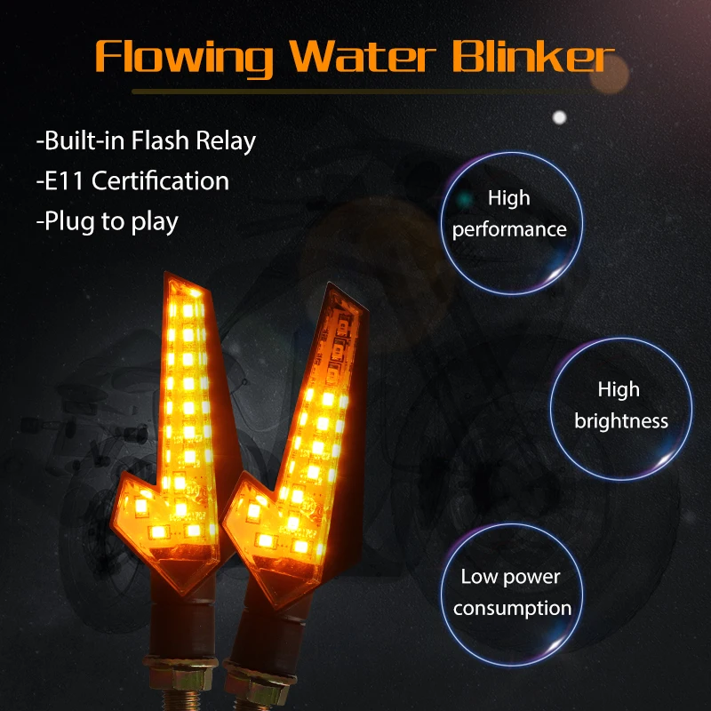 2 шт. Сигналы поворота для мотоцикла E11 &quotбегущая вода&quot мигалка 12LED мигающий